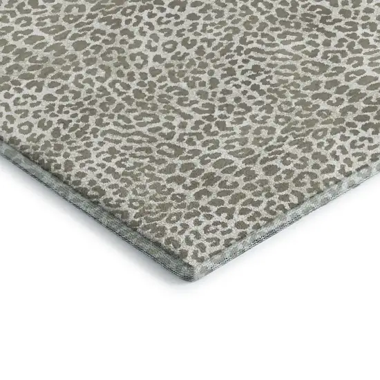 Taupe And Ivory Leopard Print Washable Indoor Outdoor Area Rug Photo 5