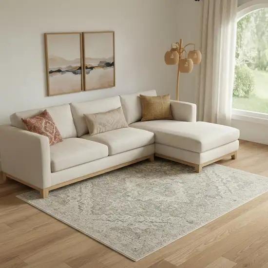 Taupe And Ivory Medallion Area Rug Photo 1