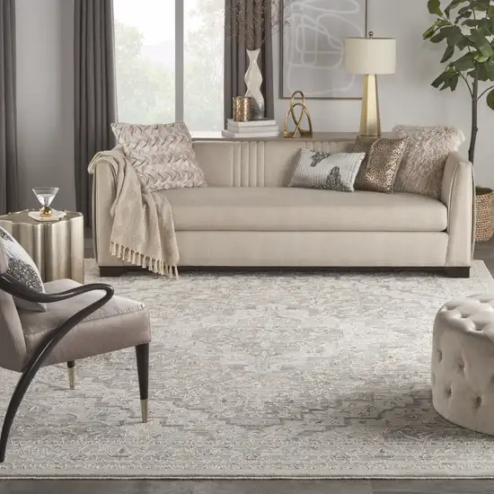 Taupe And Ivory Medallion Area Rug Photo 6