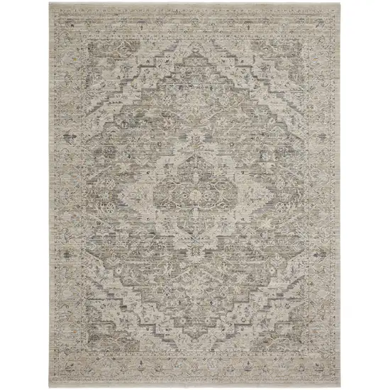 Taupe And Ivory Medallion Area Rug Photo 7