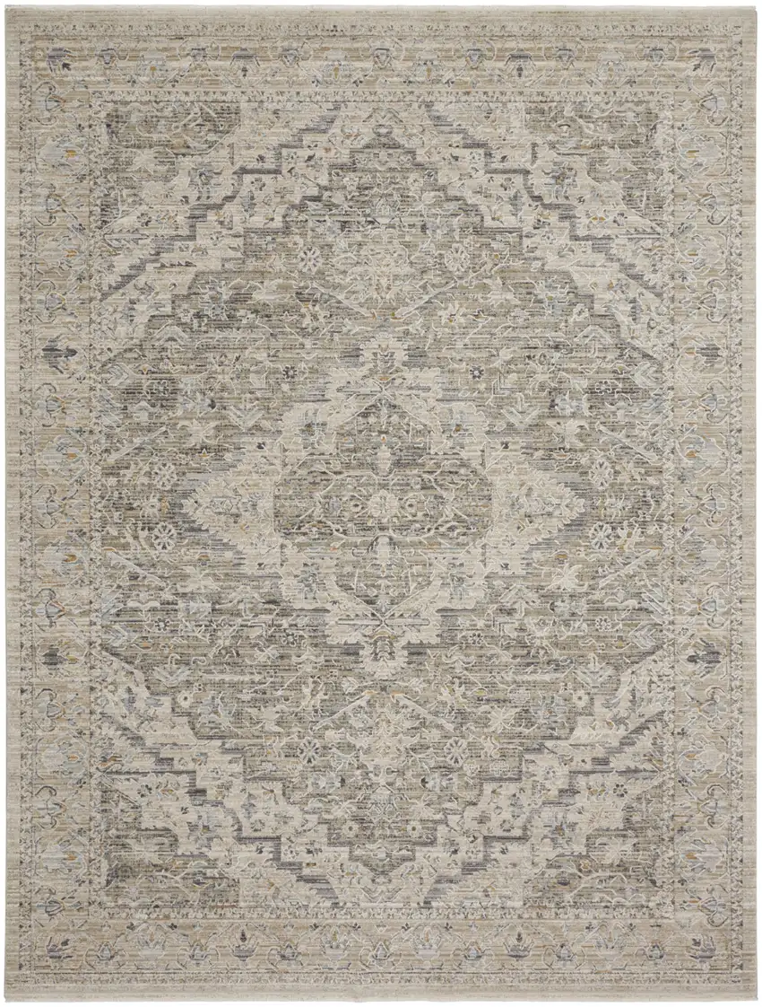 Taupe And Ivory Medallion Area Rug Photo 7