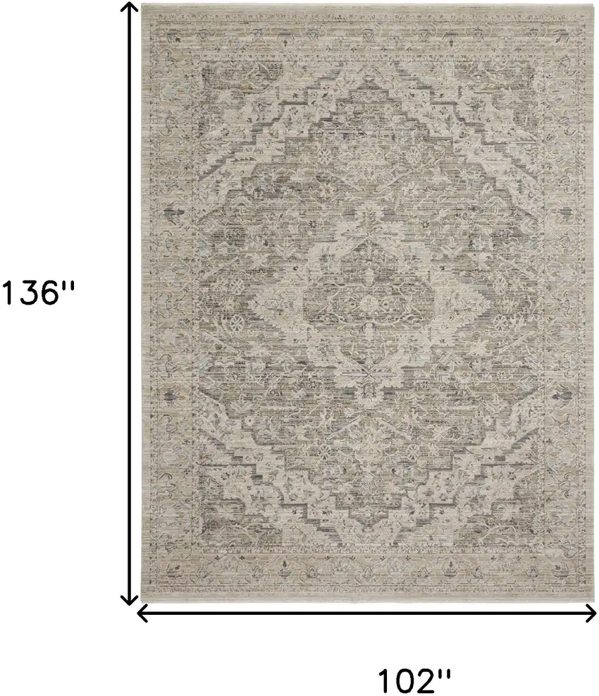 Taupe And Ivory Medallion Area Rug Photo 3