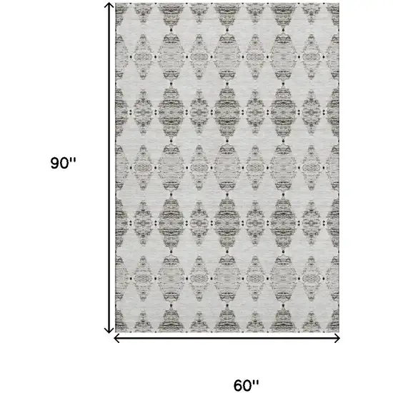 Taupe And Ivory Moroccan Washable Area Rug With UV Protection Photo 3