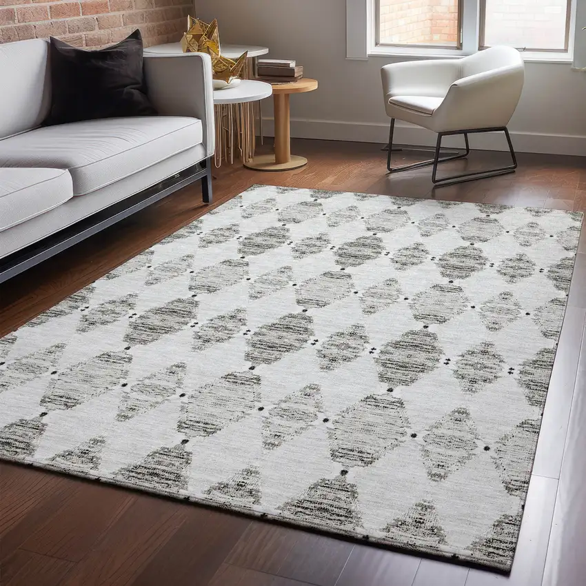 Taupe And Ivory Moroccan Washable Area Rug With UV Protection Photo 4