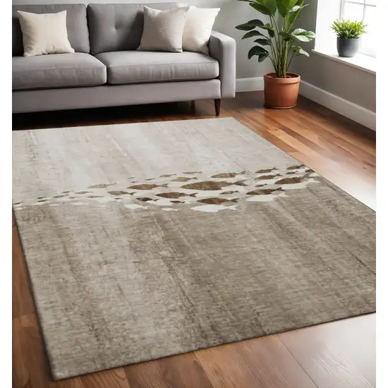 Taupe And Ivory Nautical Washable Area Rug With UV Protection Photo 2