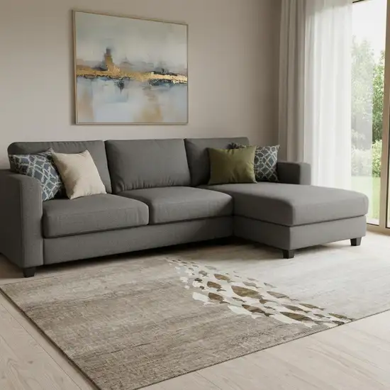 Taupe And Ivory Nautical Washable Area Rug With UV Protection Photo 1