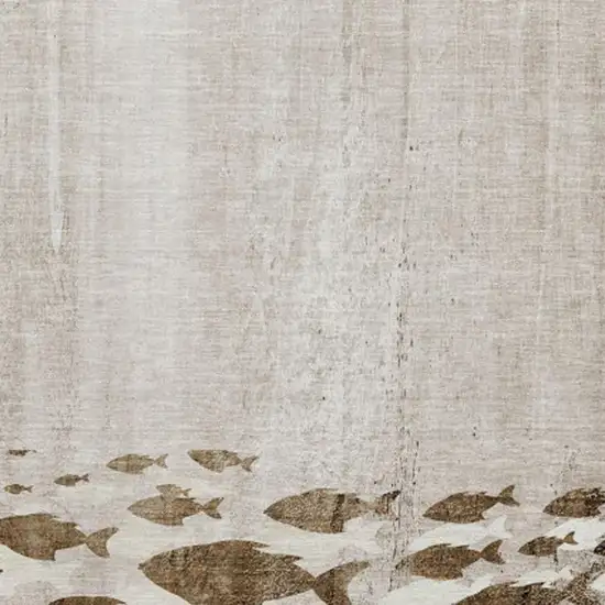 Taupe And Ivory Nautical Washable Area Rug With UV Protection Photo 3