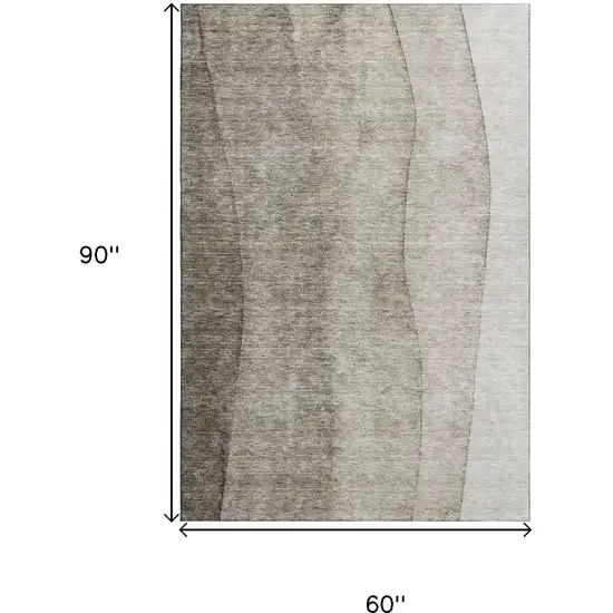 Taupe And Ivory Ombre Washable Area Rug With UV Protection Photo 3