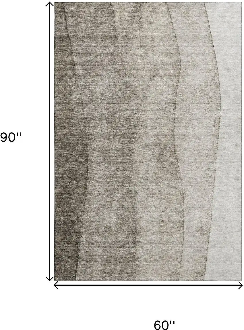 Taupe And Ivory Ombre Washable Area Rug With UV Protection Photo 3