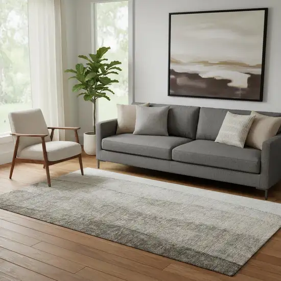 Taupe And Ivory Ombre Washable Area Rug With UV Protection Photo 1