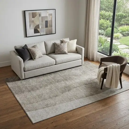 Taupe And Ivory Ombre Washable Area Rug With UV Protection Photo 1