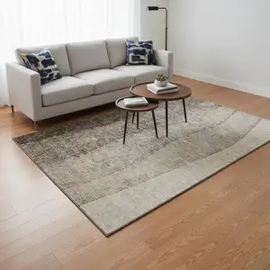 Photo of Taupe And Ivory Ombre Washable Area Rug With UV Protection