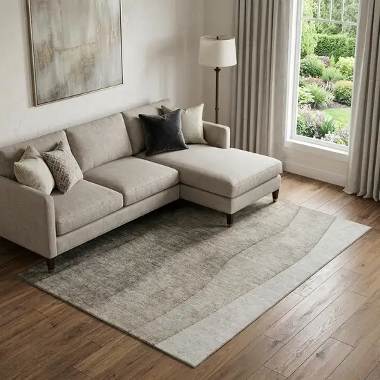 Taupe And Ivory Ombre Washable Area Rug With UV Protection Photo 1