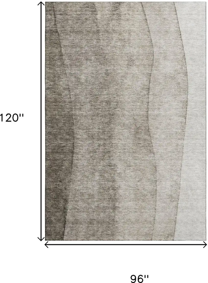 Taupe And Ivory Ombre Washable Area Rug With UV Protection Photo 3