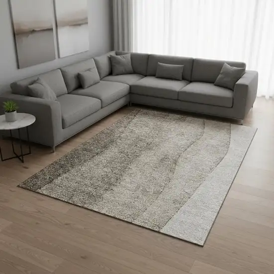 Taupe And Ivory Ombre Washable Area Rug With UV Protection Photo 1