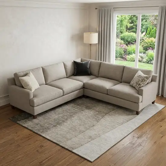 Taupe And Ivory Ombre Washable Area Rug With UV Protection Photo 1
