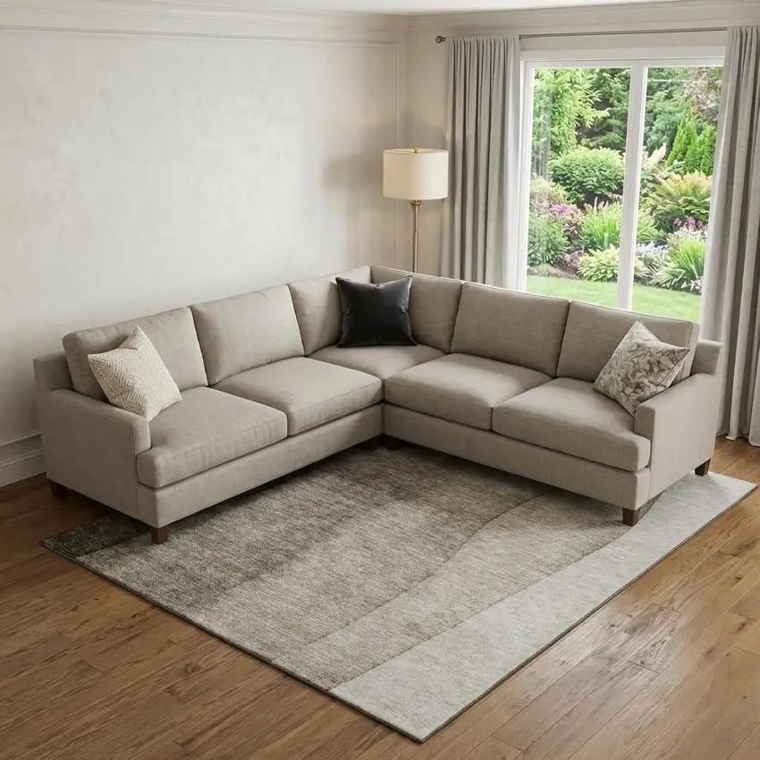 Taupe And Ivory Ombre Washable Area Rug With UV Protection Photo 1