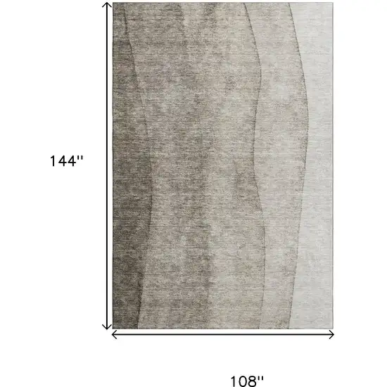 Taupe And Ivory Ombre Washable Area Rug With UV Protection Photo 3