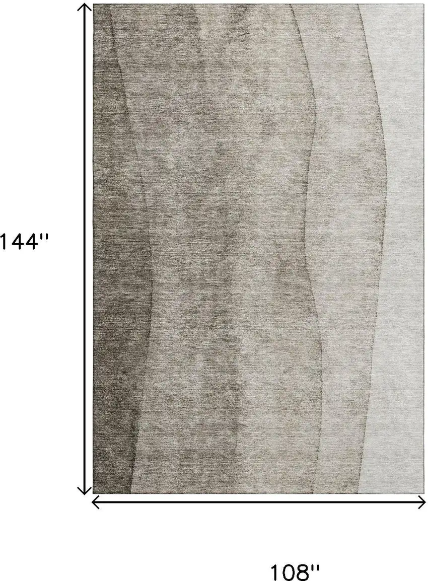 Taupe And Ivory Ombre Washable Area Rug With UV Protection Photo 3