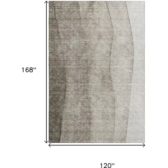 Taupe And Ivory Ombre Washable Area Rug With UV Protection Photo 3