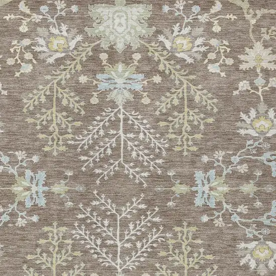 Taupe And Ivory Oriental Washable Indoor Outdoor Area Rug Photo 3