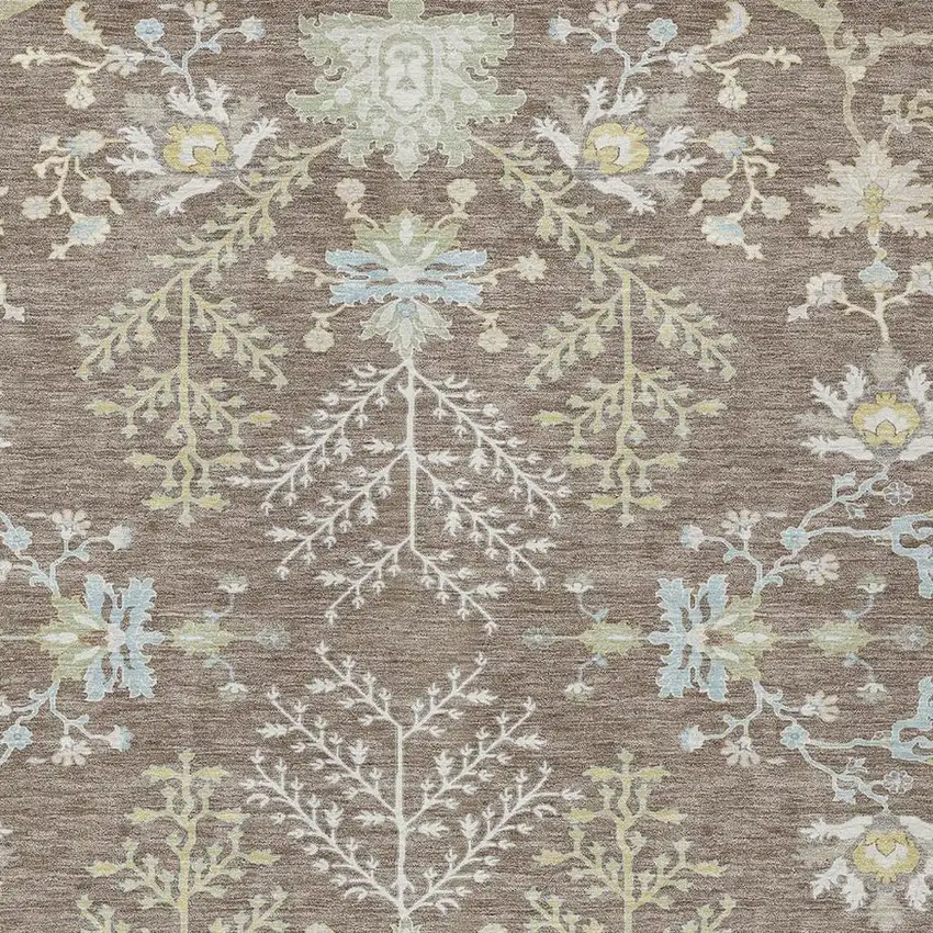 Taupe And Ivory Oriental Washable Indoor Outdoor Area Rug Photo 3