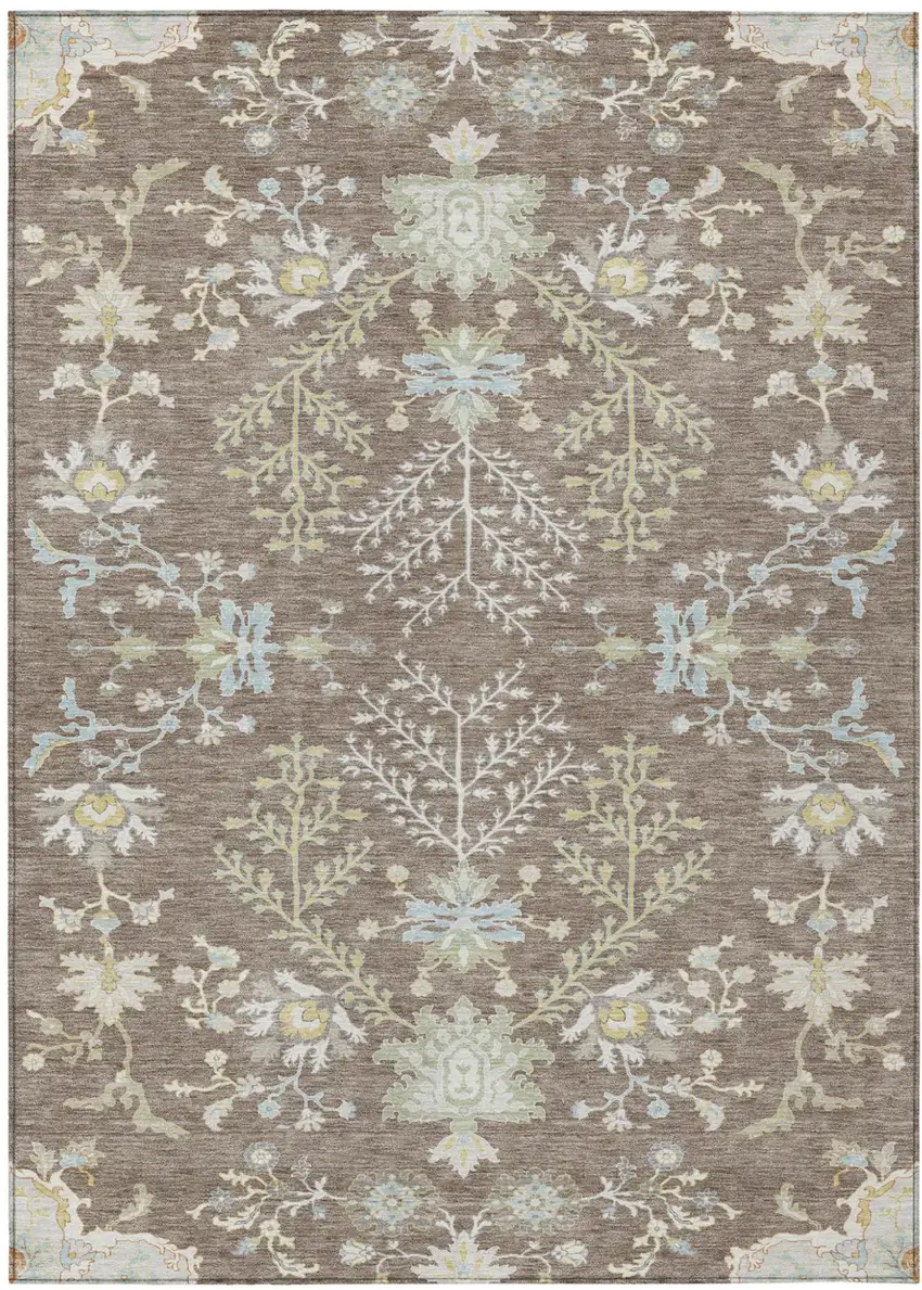 Taupe And Ivory Oriental Washable Indoor Outdoor Area Rug Photo 2