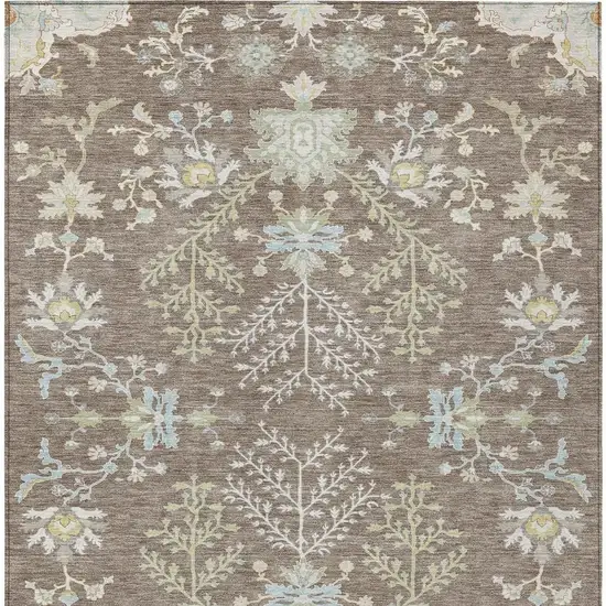 Taupe And Ivory Oriental Washable Indoor Outdoor Area Rug Photo 6