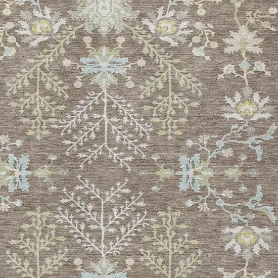 Taupe And Ivory Oriental Washable Indoor Outdoor Area Rug Photo 5