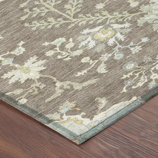 Taupe And Ivory Oriental Washable Indoor Outdoor Area Rug Photo 7