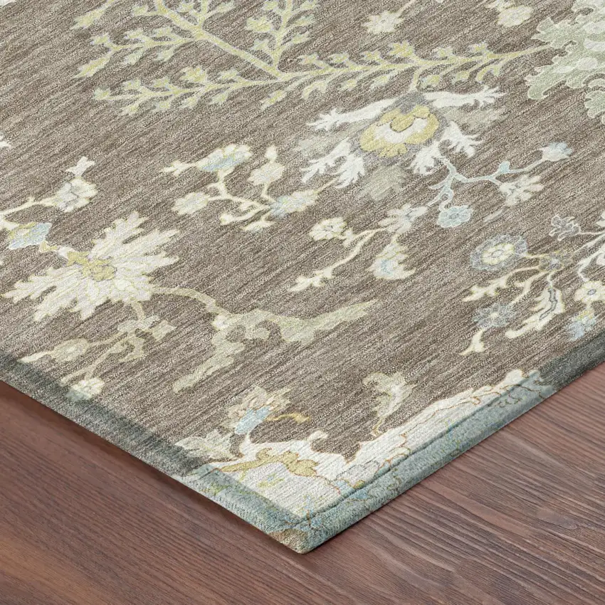 Taupe And Ivory Oriental Washable Indoor Outdoor Area Rug Photo 7