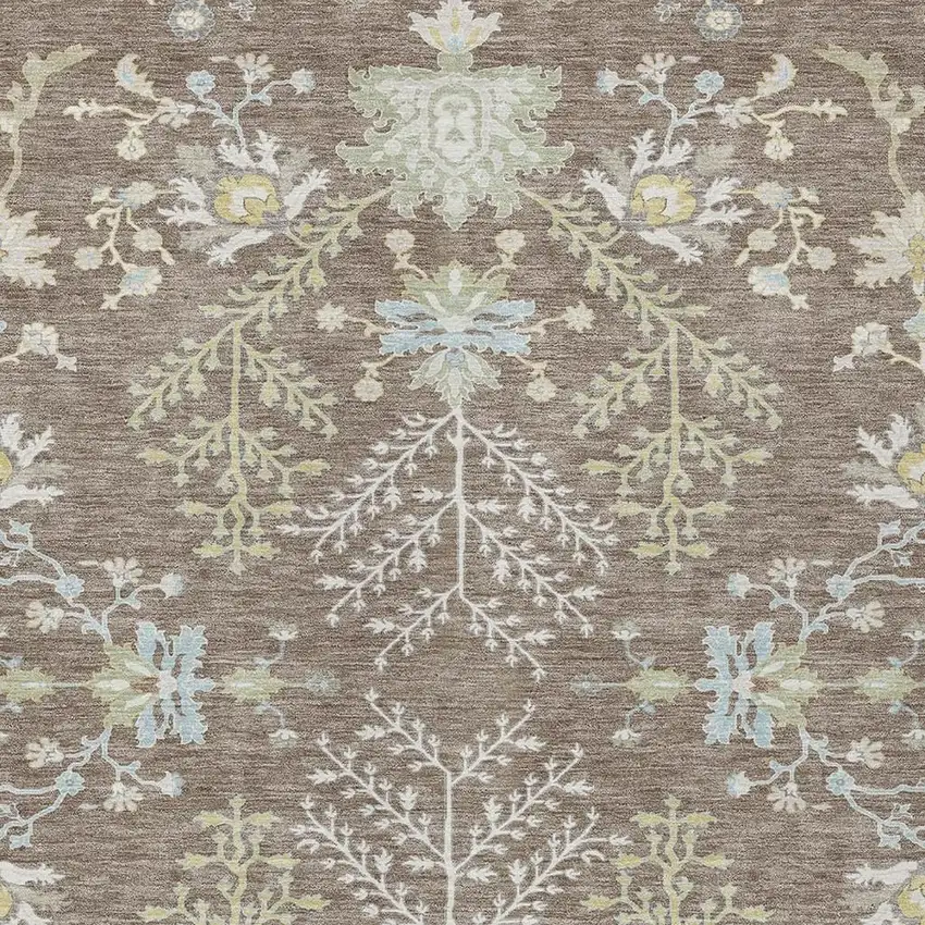 Taupe And Ivory Oriental Washable Indoor Outdoor Area Rug Photo 5