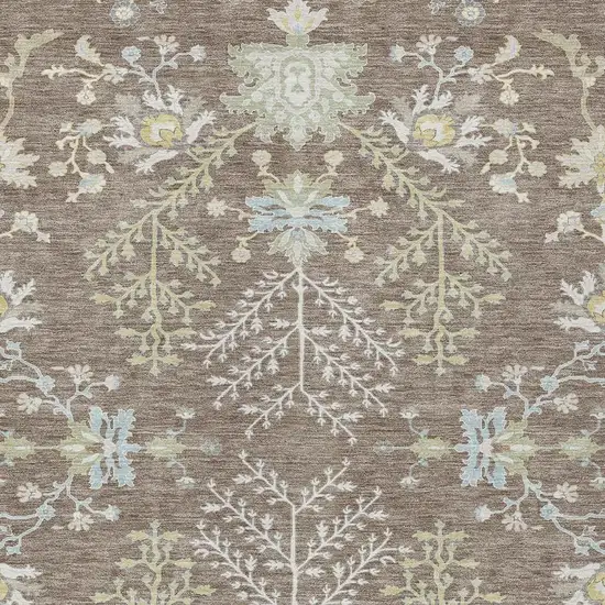Taupe And Ivory Oriental Washable Indoor Outdoor Area Rug Photo 5