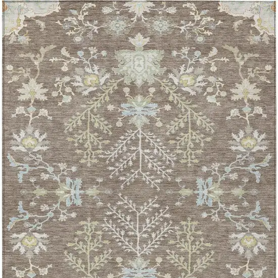 Taupe And Ivory Oriental Washable Indoor Outdoor Area Rug Photo 3