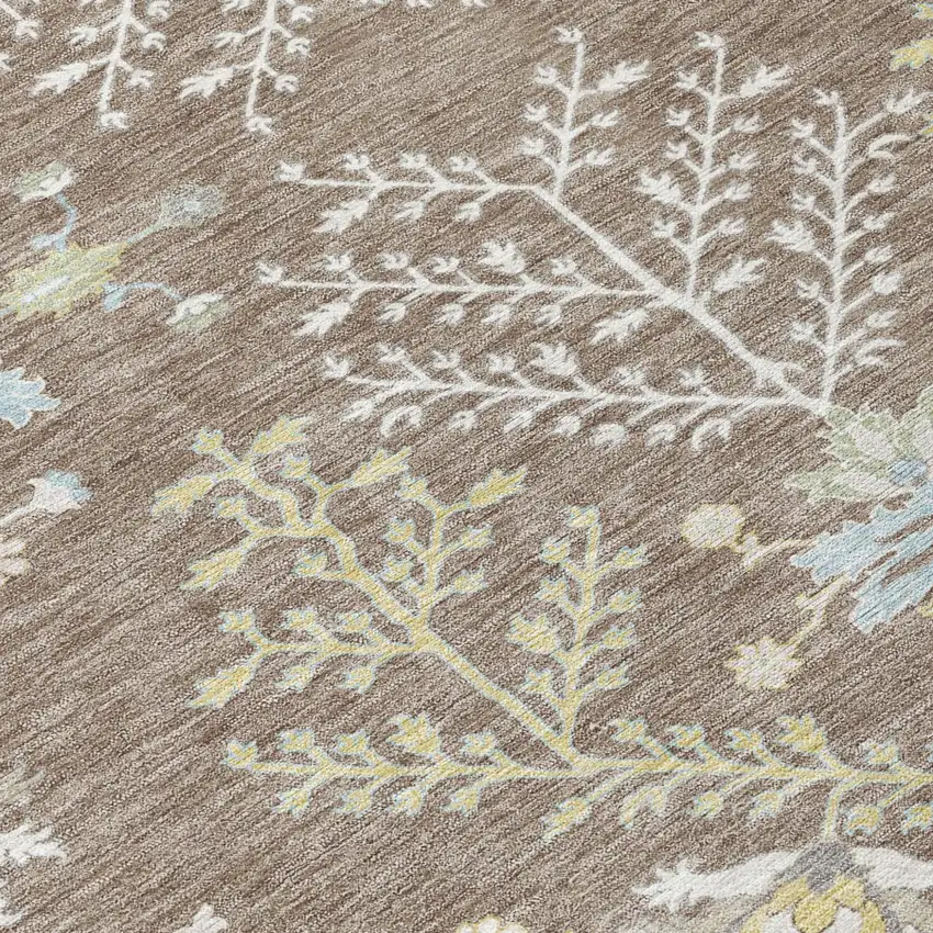 Taupe And Ivory Oriental Washable Indoor Outdoor Area Rug Photo 8
