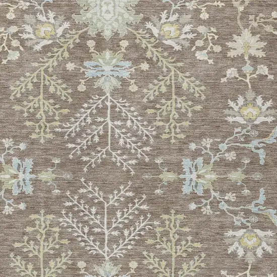 Taupe And Ivory Oriental Washable Indoor Outdoor Area Rug Photo 3