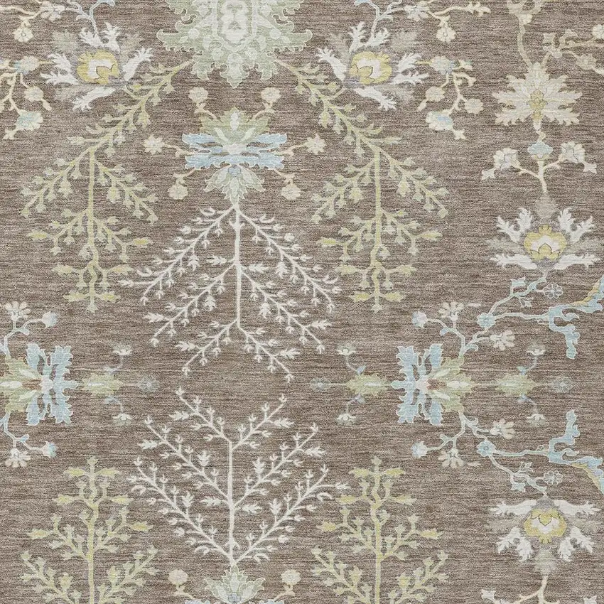 Taupe And Ivory Oriental Washable Indoor Outdoor Area Rug Photo 3