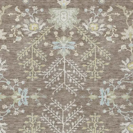Taupe And Ivory Oriental Washable Indoor Outdoor Area Rug Photo 3
