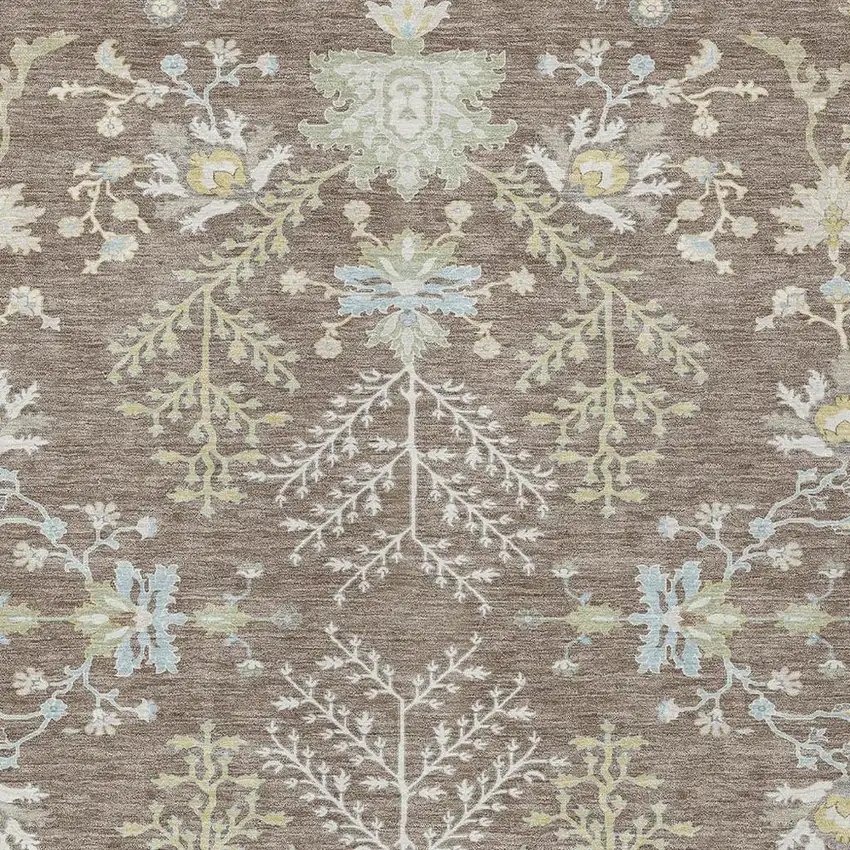 Taupe And Ivory Oriental Washable Indoor Outdoor Area Rug Photo 3