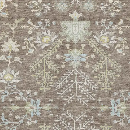 Taupe And Ivory Oriental Washable Indoor Outdoor Area Rug Photo 5