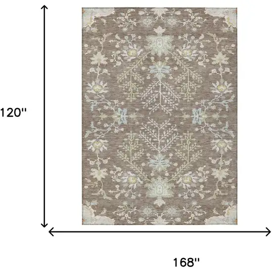 Taupe And Ivory Oriental Washable Indoor Outdoor Area Rug Photo 9