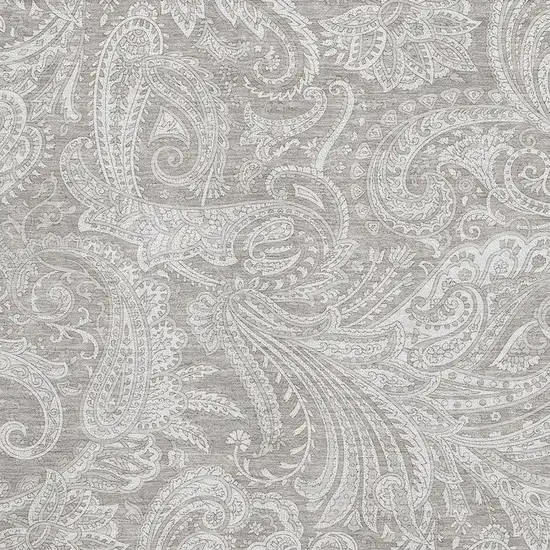 Taupe And Ivory Paisley Washable Area Rug With UV Protection Photo 3