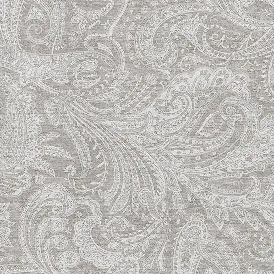 Taupe And Ivory Paisley Washable Area Rug With UV Protection Photo 4