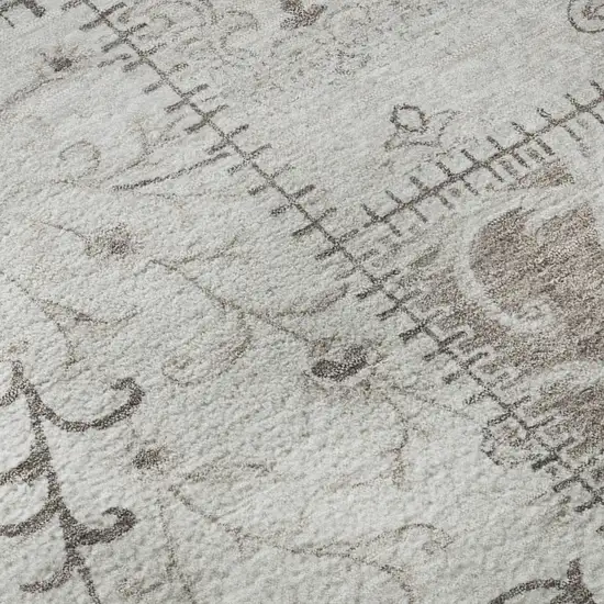 Taupe And Ivory Patchwork Washable Area Rug With UV Protection Photo 9