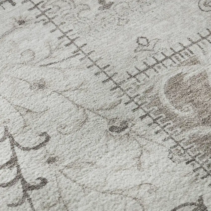 Taupe And Ivory Patchwork Washable Area Rug With UV Protection Photo 9