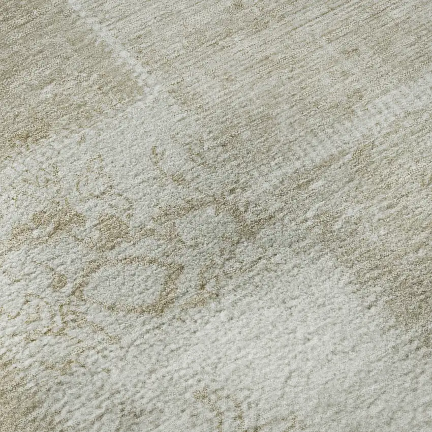 Taupe And Ivory Patchwork Washable Area Rug With UV Protection Photo 9