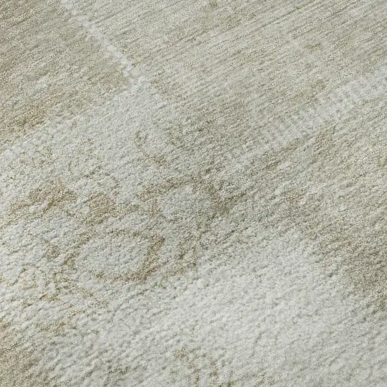 Taupe And Ivory Patchwork Washable Area Rug With UV Protection Photo 9