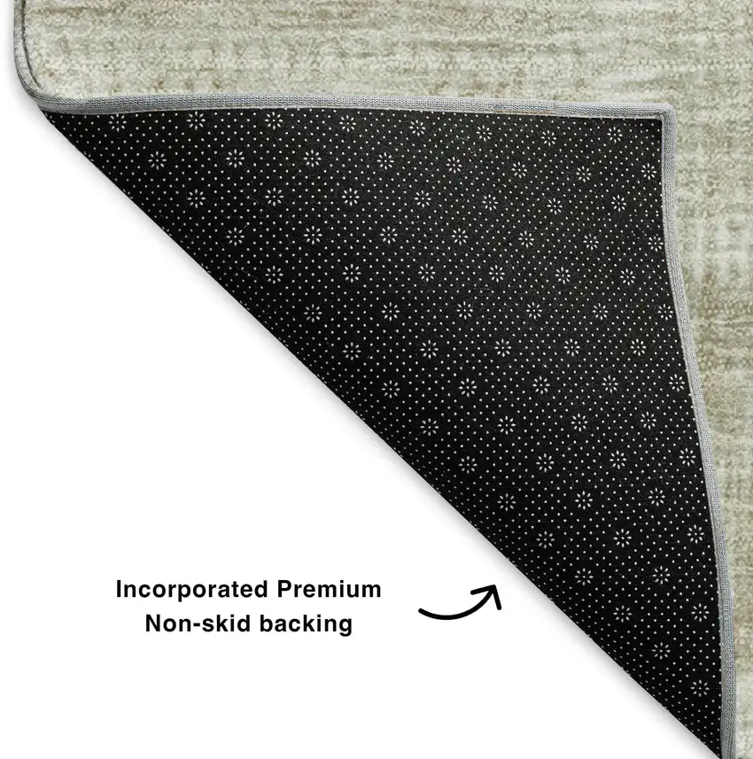 Taupe And Ivory Patchwork Washable Area Rug With UV Protection Photo 6