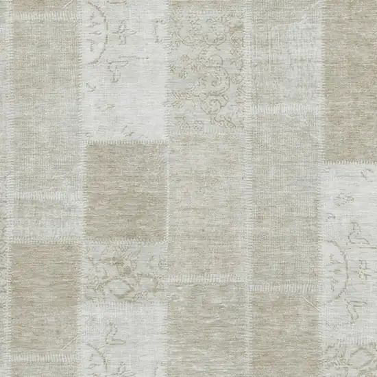 Taupe And Ivory Patchwork Washable Area Rug With UV Protection Photo 2