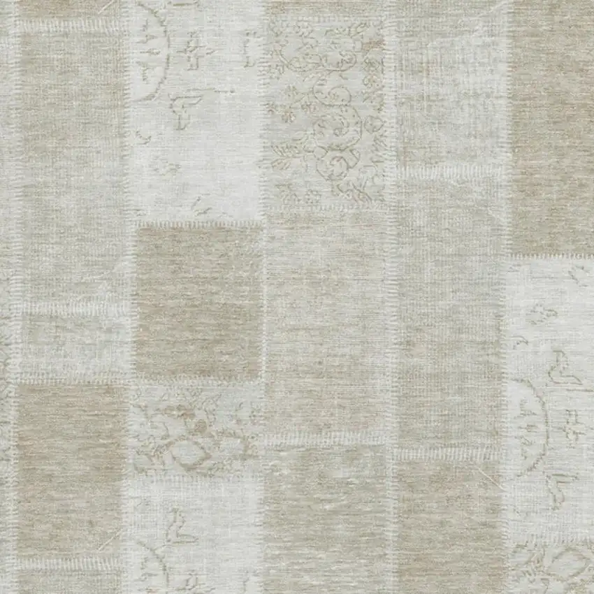 Taupe And Ivory Patchwork Washable Area Rug With UV Protection Photo 2